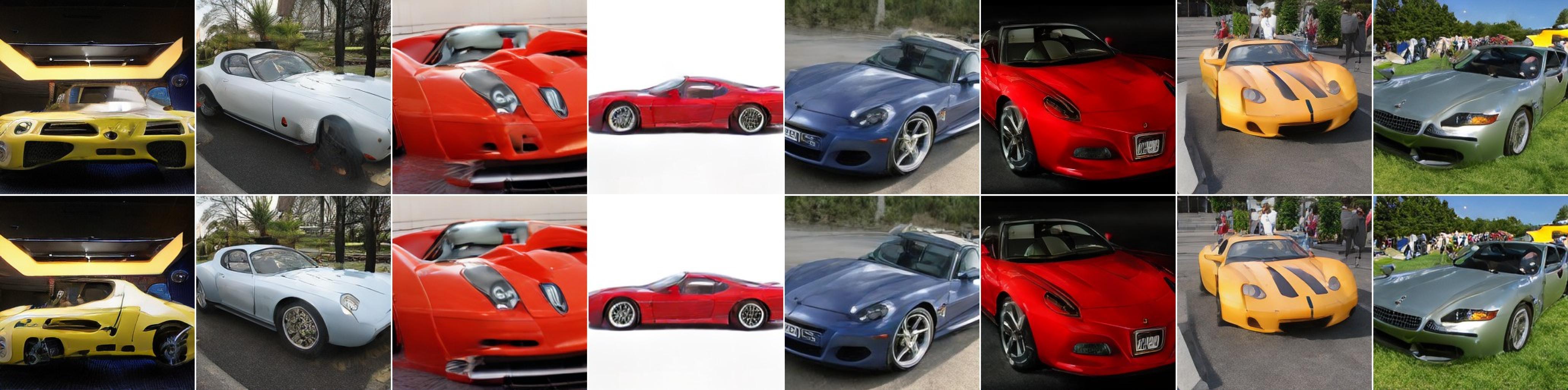 Sports car samples before and after decoder adaptation.